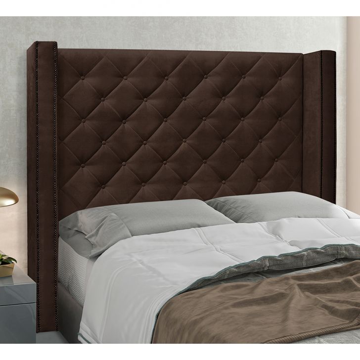 Conjunto de Cabeceira Solteiro com Recamier Vicenza Suede Café