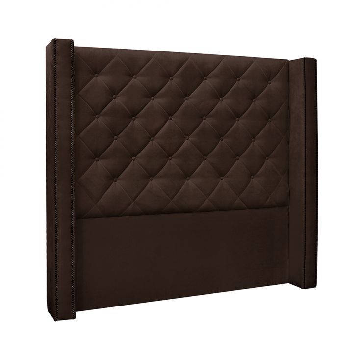 Conjunto de Cabeceira Solteiro com Recamier Vicenza Suede Café
