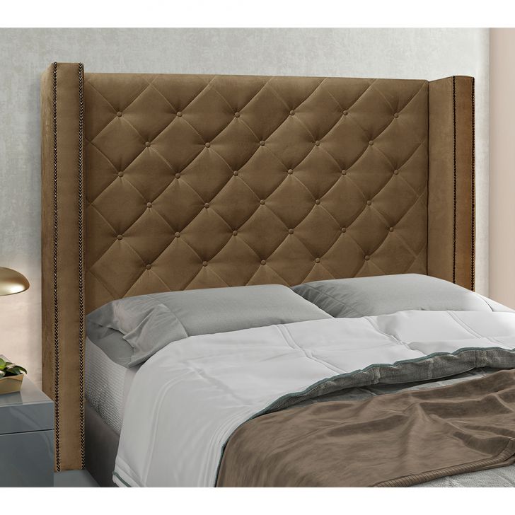 Conjunto de Cabeceira Solteiro com Recamier Vicenza Suede Caramelo