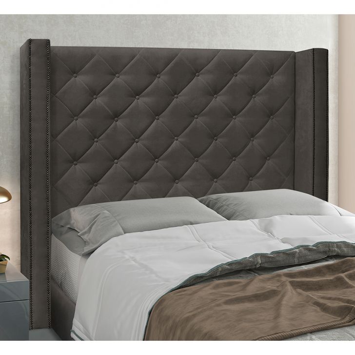 Conjunto de Cabeceira Solteiro com Recamier Vicenza Suede Cinza