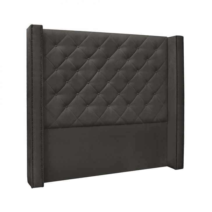 Conjunto de Cabeceira Solteiro com Recamier Vicenza Suede Cinza
