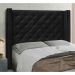 Conjunto de Cabeceira Solteiro com Recamier Vicenza Suede Preto