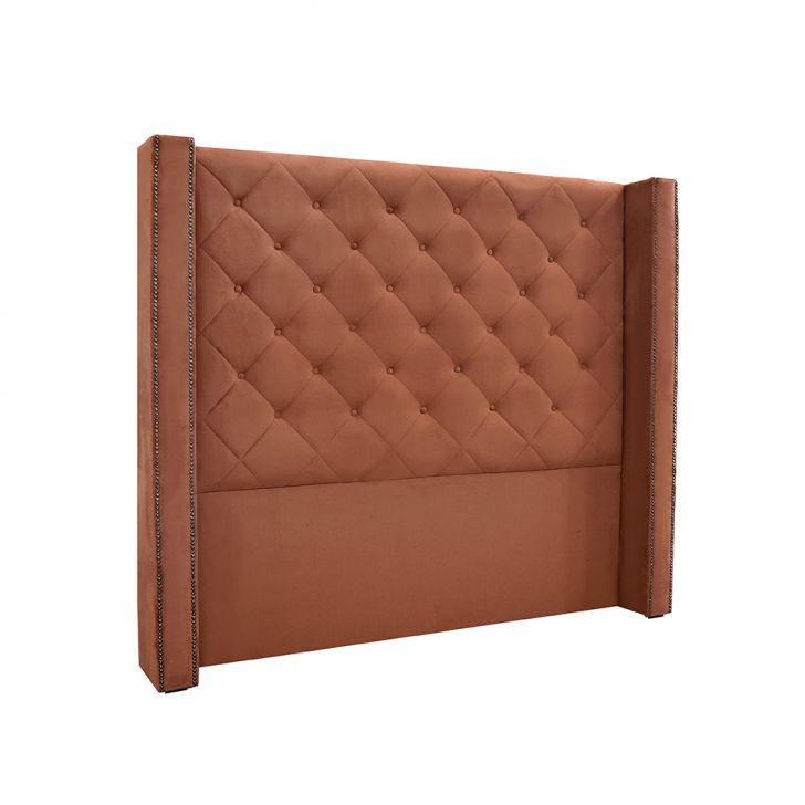 Conjunto de Cabeceira Solteiro com Recamier Vicenza Veludo Cobre