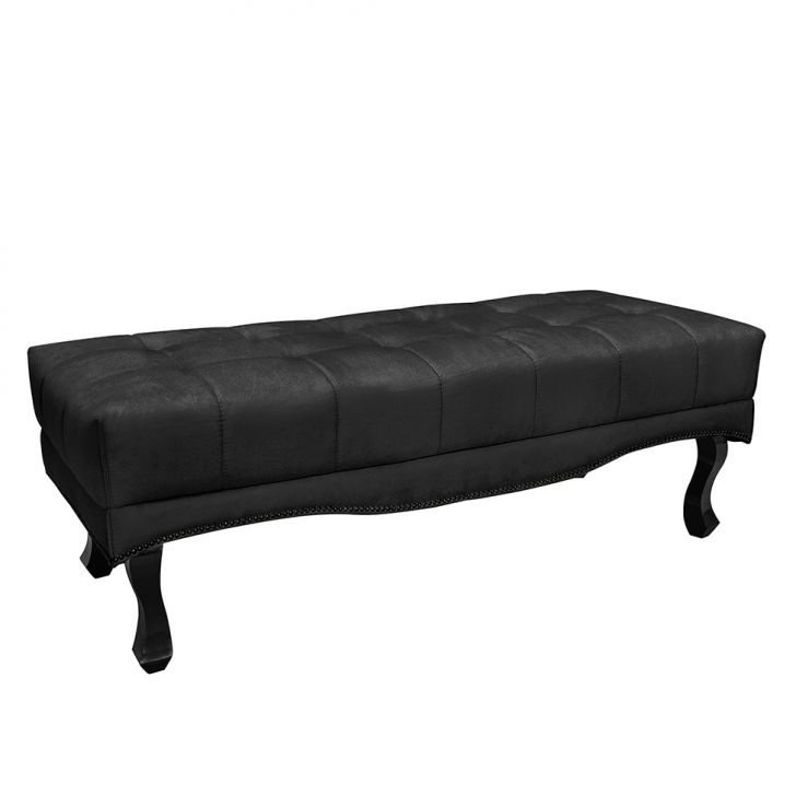Conjunto de Cabeceira Solteiro com Recamier Vicenza Veludo Preto