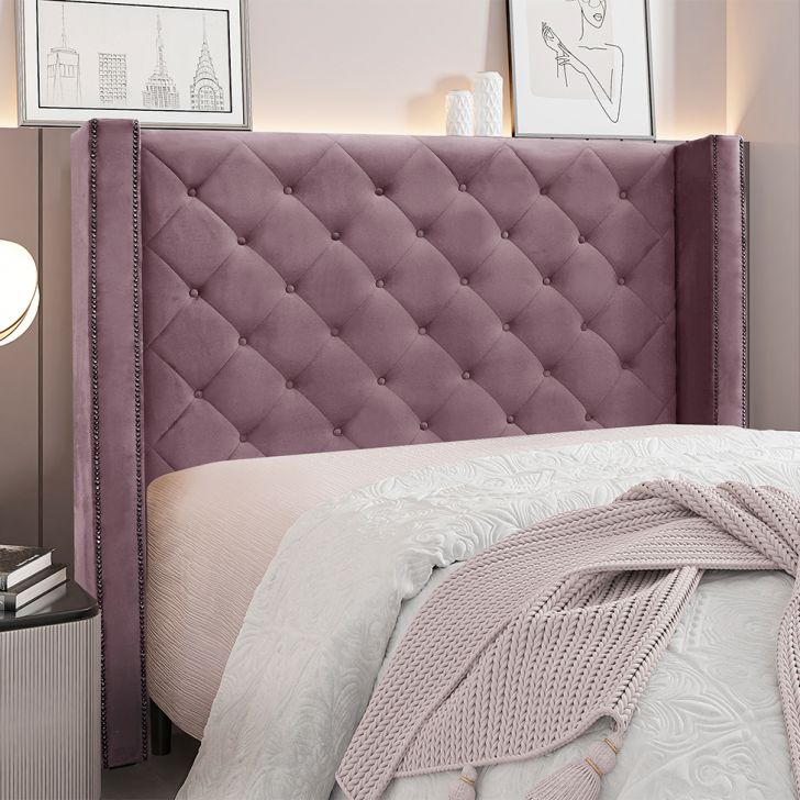 Conjunto de Cabeceira Solteiro com Recamier Vicenza Veludo Uva