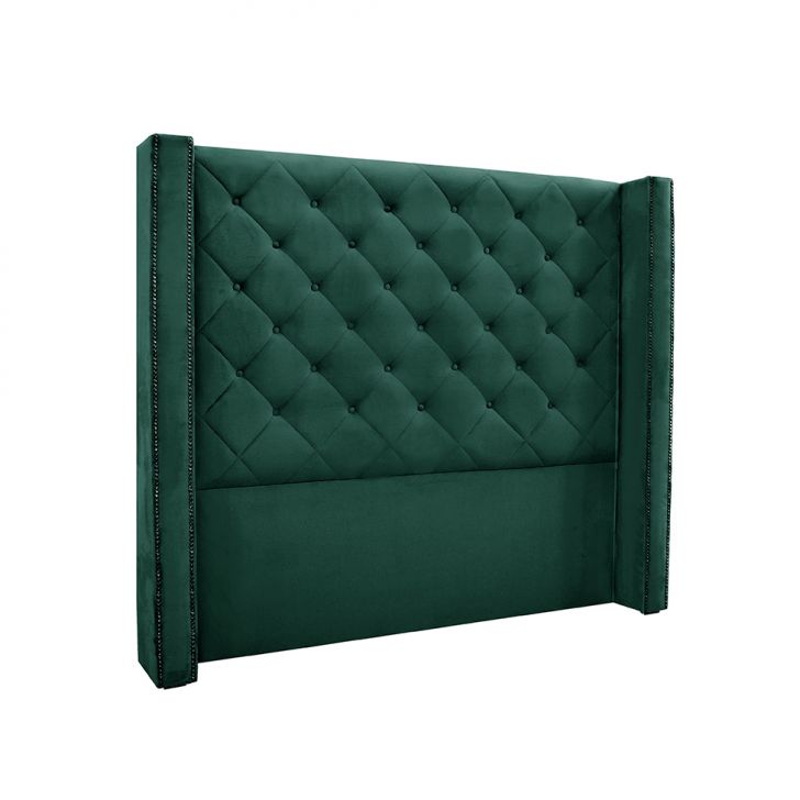 Conjunto de Cabeceira Solteiro com Recamier Vicenza Veludo Verde