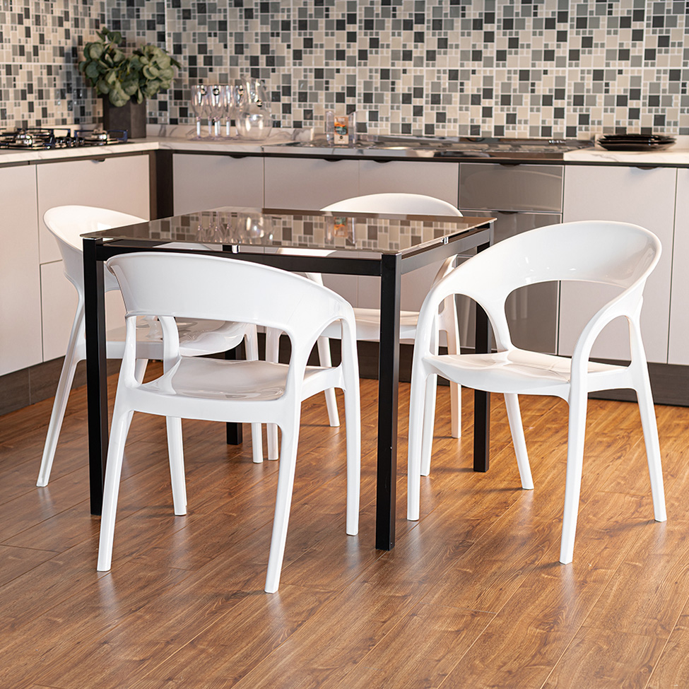 Conjunto de Cadeiras de Plástico Glass Branca