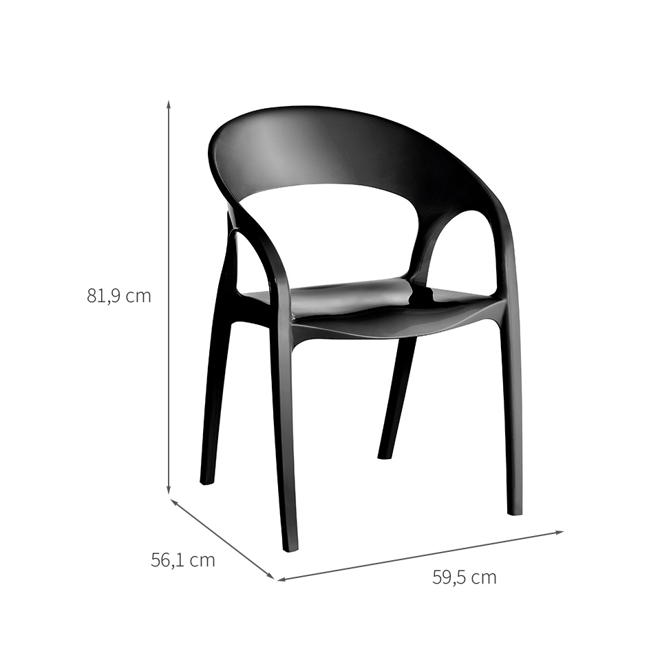 Conjunto de Cadeiras de Plástico Glass Preta