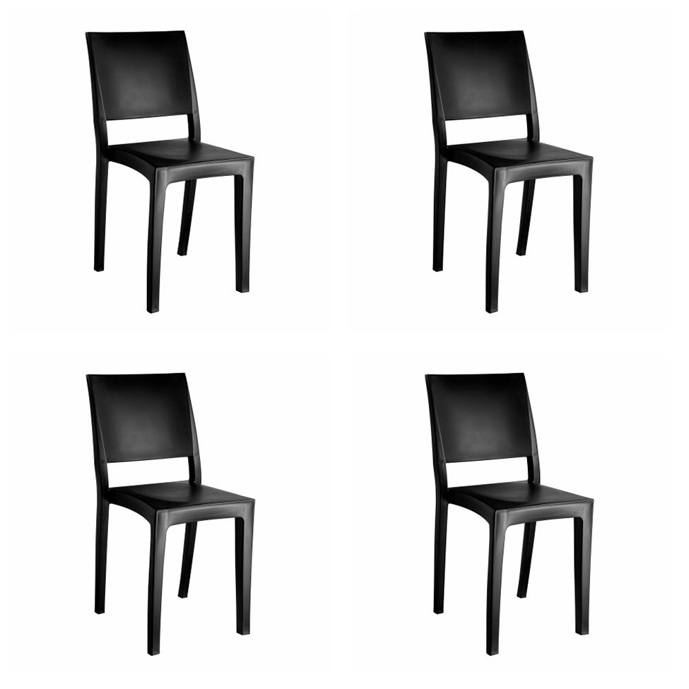 Conjunto de Cadeiras de Plástico Hydra Preto