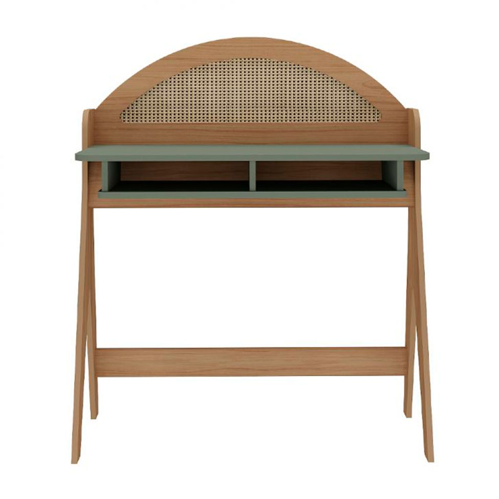 Conjunto de Escrivaninha Ceci com Estante Multy Carvalho e Verde Menta