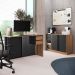 Conjunto de Escrivaninha Salir 2 Gavetas com Armário de Escritório Office 2 Portas 2 Gavetas Mel e Grafite