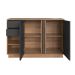 Conjunto de Escrivaninha Salir 2 Gavetas com Armário de Escritório Office 2 Portas 2 Gavetas Mel e Grafite