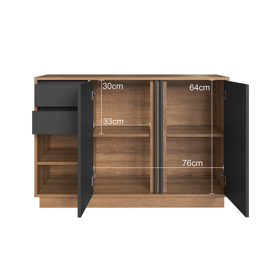 Conjunto de Escrivaninha Salir 2 Gavetas com Armário de Escritório Office 2 Portas 2 Gavetas Mel e Grafite