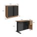 Conjunto de Escrivaninha Salir 2 Gavetas com Armário de Escritório Office 2 Portas Mel e Grafite