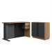 Conjunto de Escrivaninha Salir 2 Gavetas com Armário de Escritório Office 2 Portas Mel e Grafite