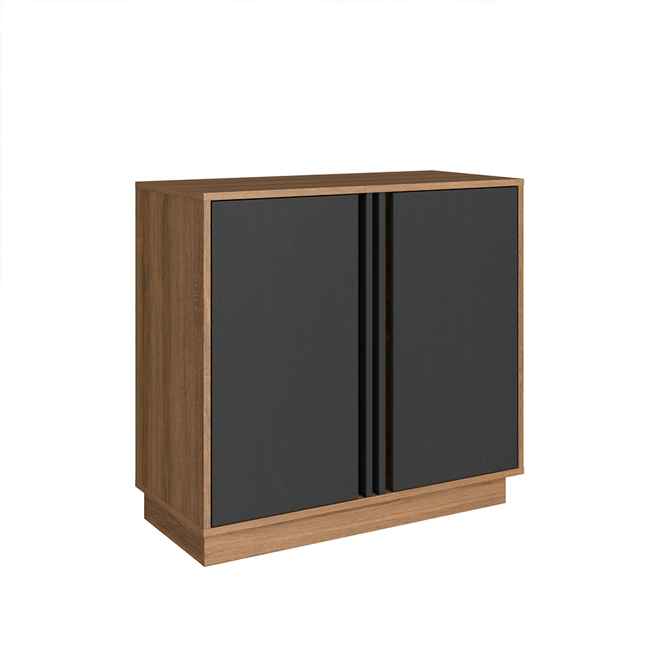 Conjunto de Escrivaninha Salir 2 Gavetas com Armário de Escritório Office 2 Portas Mel e Grafite