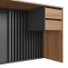 Conjunto de Escrivaninha Salir 2 Gavetas com Armário de Escritório Office com Nichos 2 Portas Mel e Grafite