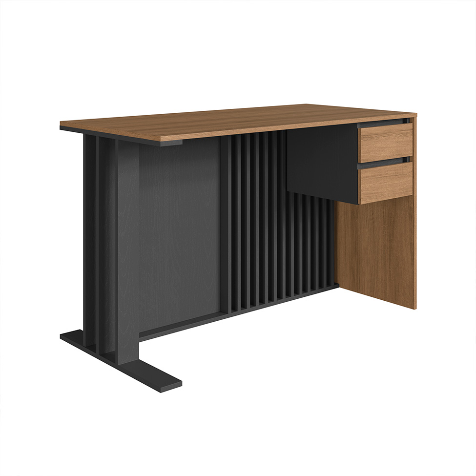 Conjunto de Escrivaninha Salir 2 Gavetas com Armário de Escritório Office com Nichos 2 Portas Mel e Grafite