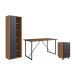 Conjunto de Escrivaninha Steel Wood com Gaveteiro 4 GV e Estante Livreiro Office 1 PT Grafite e Mel
