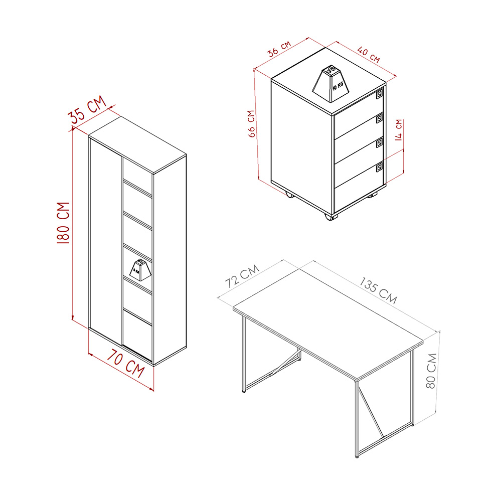 Conjunto de Escrivaninha Steel Wood com Gaveteiro 4 GV e Estante Livreiro Office 1 PT Grafite e Mel