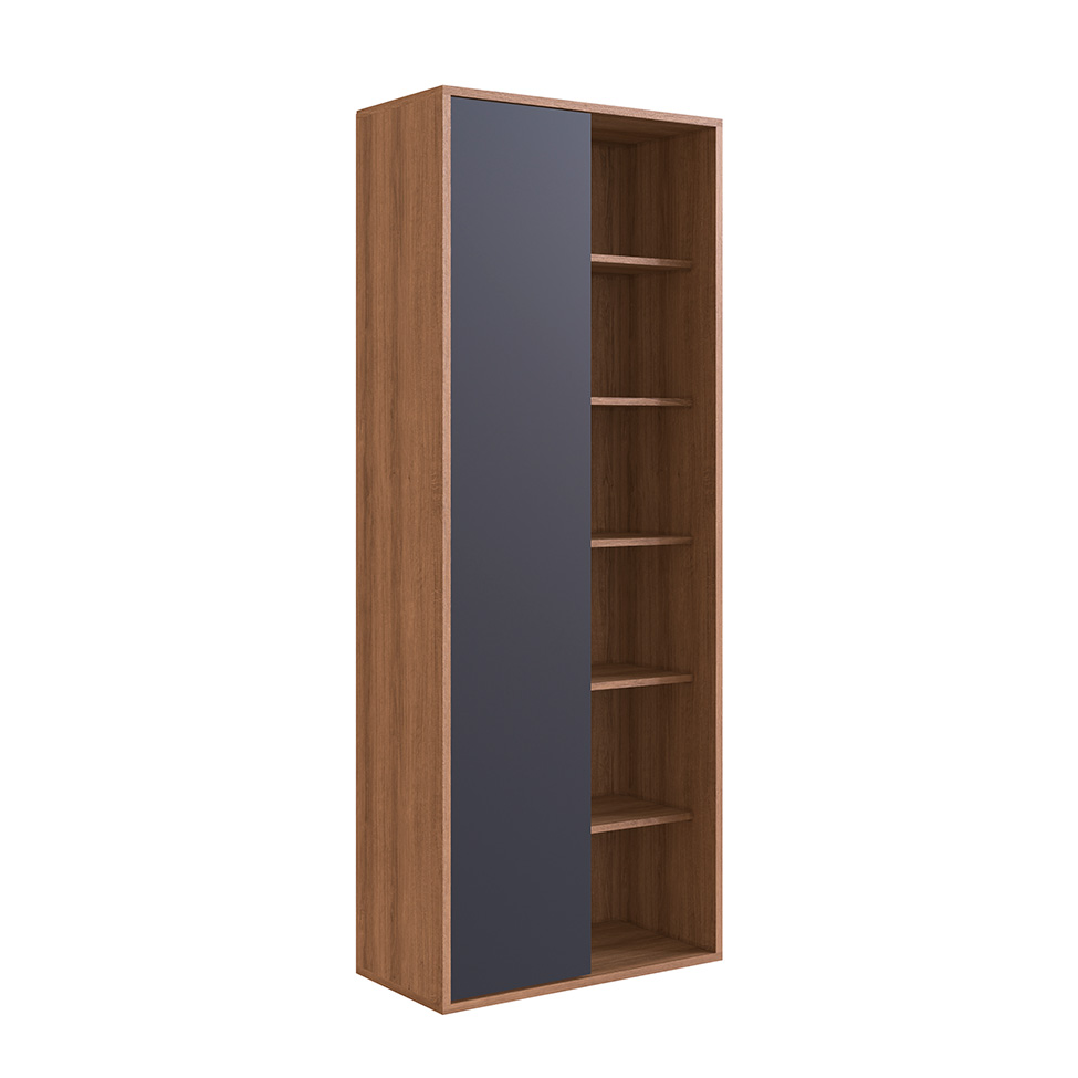 Conjunto de Escrivaninha Steel Wood com Gaveteiro 4 GV e Estante Livreiro Office 1 PT Grafite e Mel
