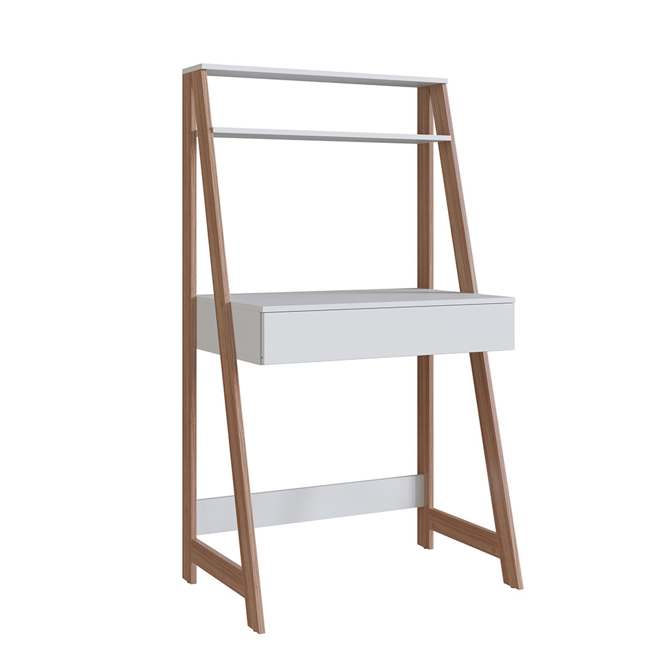 Conjunto de Escrivaninha com Estante Caen 1 GV Branco e Montana