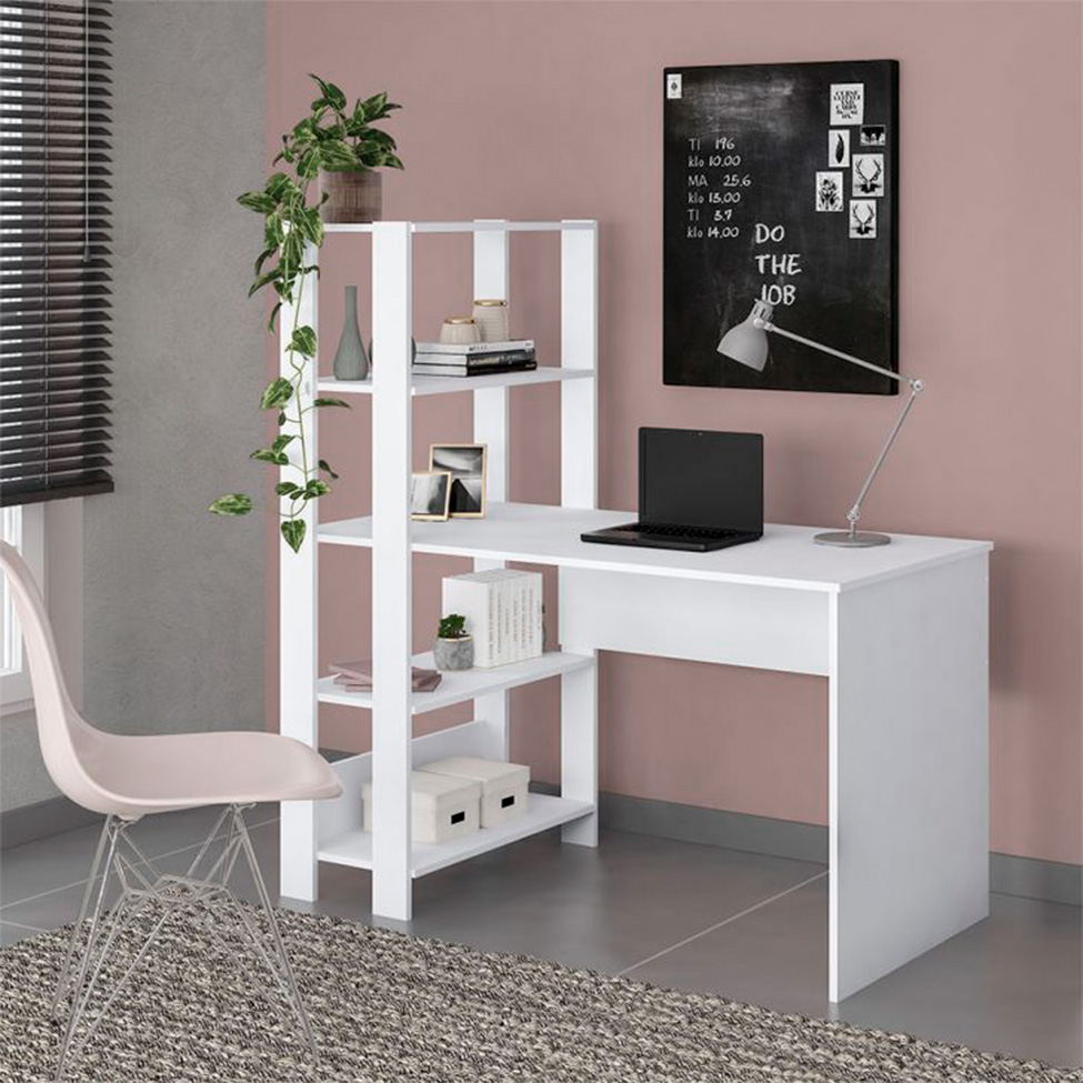 Conjunto de Escrivaninha com Estante Match 1 PT Branco