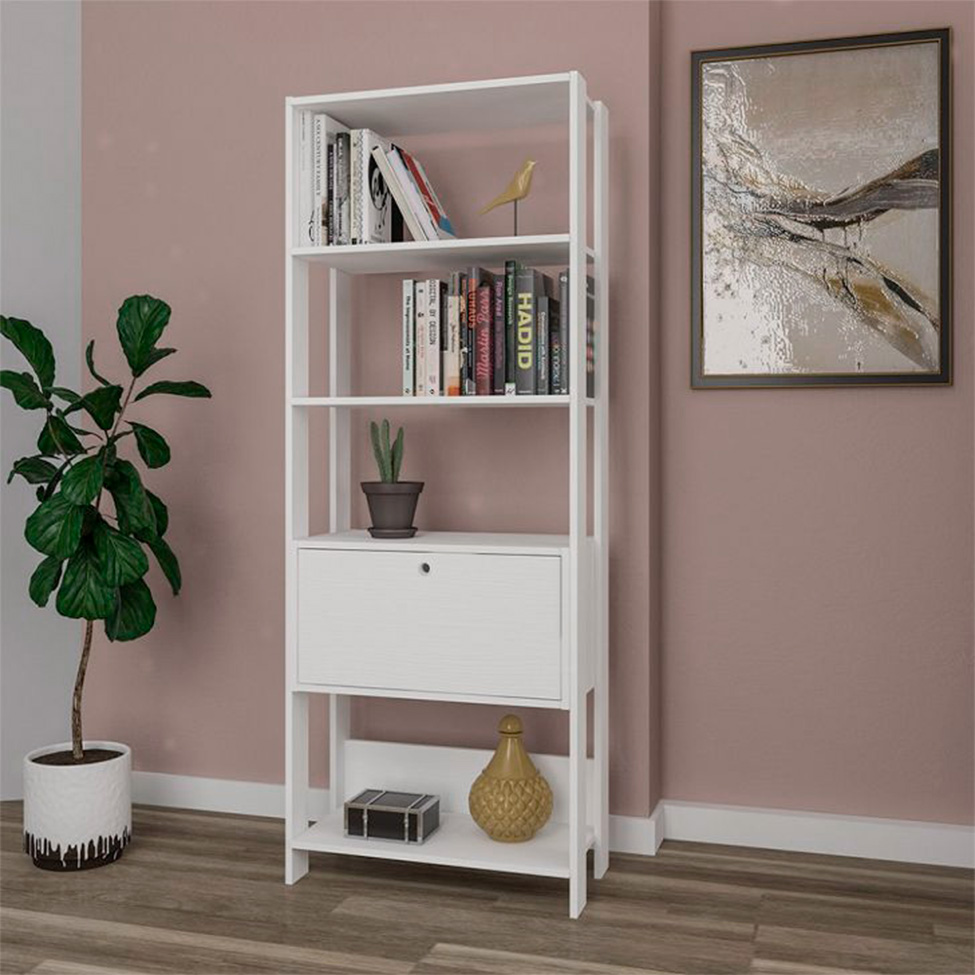 Conjunto de Escrivaninha com Estante Match 1 PT Branco