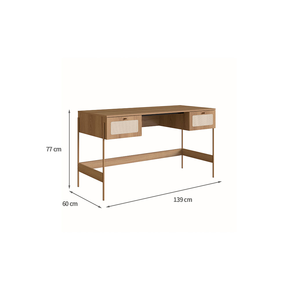 Conjunto de Escrivaninha com Estante Oslo Hanover e Dourado