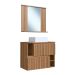 Conjunto de Gabinete com Cuba Branca e Espelho de Banheiro Luiza 2 PT Mel