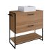 Conjunto de Gabinete de Banheiro Paricel 1 PT e 1 GV com Cuba Ametista Branca e Espelheira Angel 1 PT Preto e Mel
