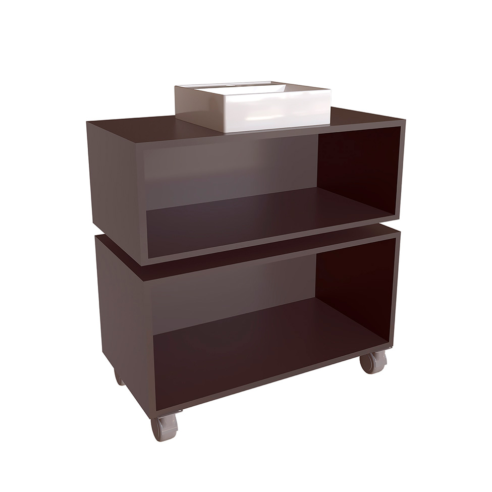 Conjunto de Gabinete de Banheiro Suspenso com Cuba Branca e Gabinete de Chão Alice 1 PT 2 GV Grafite