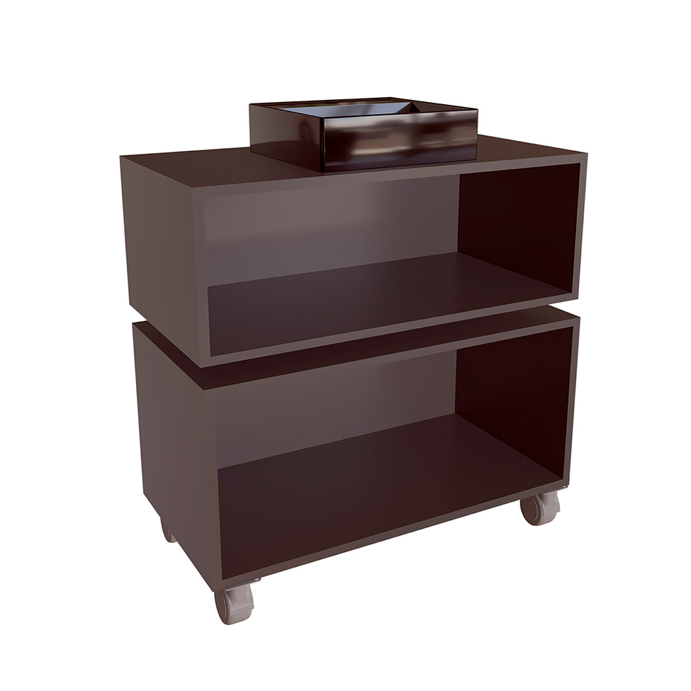 Conjunto de Gabinete de Banheiro Suspenso com Cuba Preta e Gabinete de Chão Alice 1 PT 2 GV Grafite