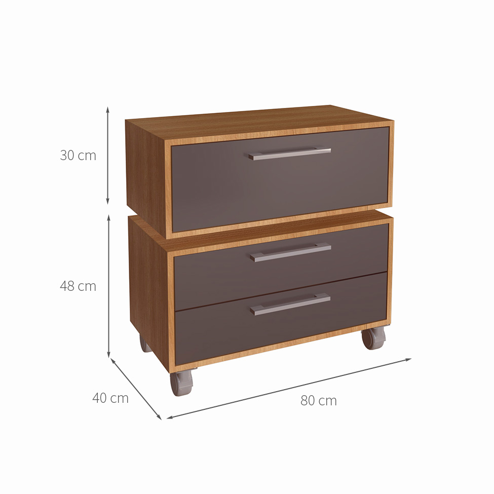 Conjunto de Gabinete de Banheiro Suspenso com Gabinete de Chão Alice 1 PT 2 GV Mel e Grafite