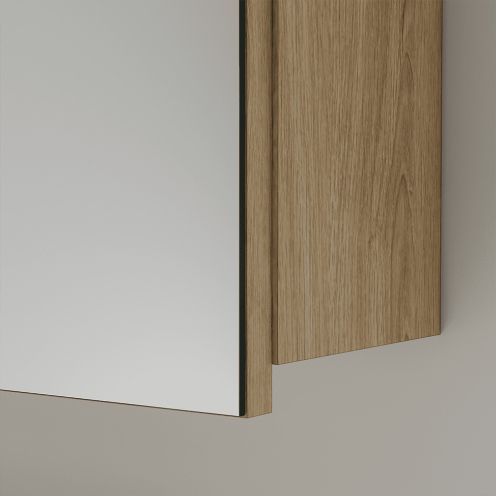 Conjunto de Gabinete e Armário de Banheiro com Espelho Nature 4 Portas Carvalho e Branco 75 cm