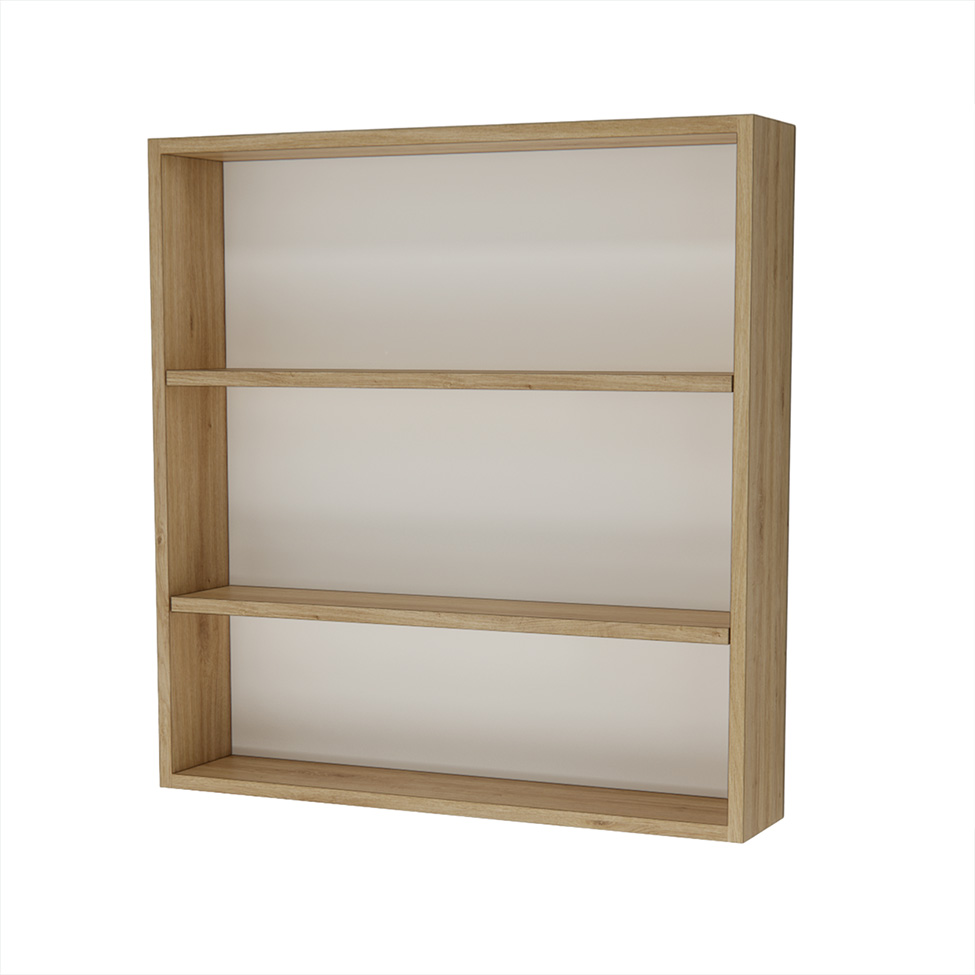 Conjunto de Gabinete e Armário de Banheiro com Espelho Nature 4 Portas Carvalho e Branco 75 cm