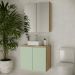 Conjunto de Gabinete e Armário de Banheiro com Espelho Nature 4 Portas Carvalho e Verde 75 cm
