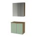 Conjunto de Gabinete e Armário de Banheiro com Espelho Nature 4 Portas Carvalho e Verde 75 cm