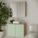 Conjunto de Gabinete e Armário de Banheiro com Espelho Nature 4 Portas Carvalho e Verde 90 cm