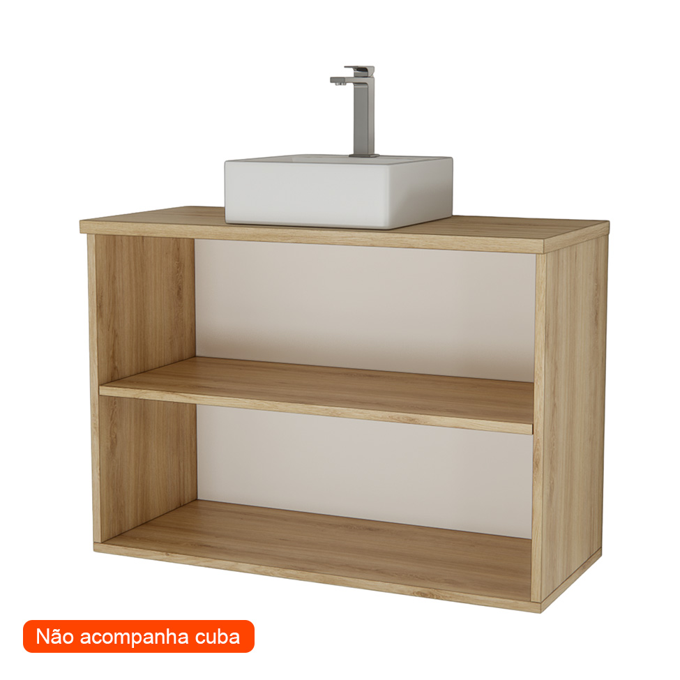 Conjunto de Gabinete e Armário de Banheiro com Espelho Nature 4 Portas Carvalho e Verde 90 cm