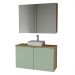 Conjunto de Gabinete e Armário de Banheiro com Espelho Nature I 4 Portas Carvalho e Verde 110 cm