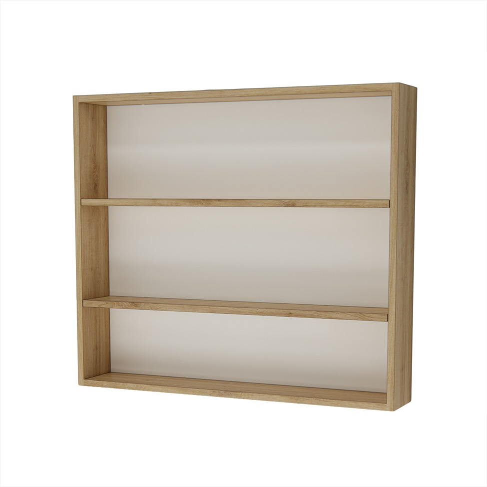 Conjunto de Gabinete e Armário de Banheiro com Espelho Nature I 4 Portas Carvalho e Verde 90 cm