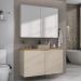 Conjunto de Gabinete e Armário de Banheiro com Espelho Nature I 4 Portas Nude e Carvalho 110 cm