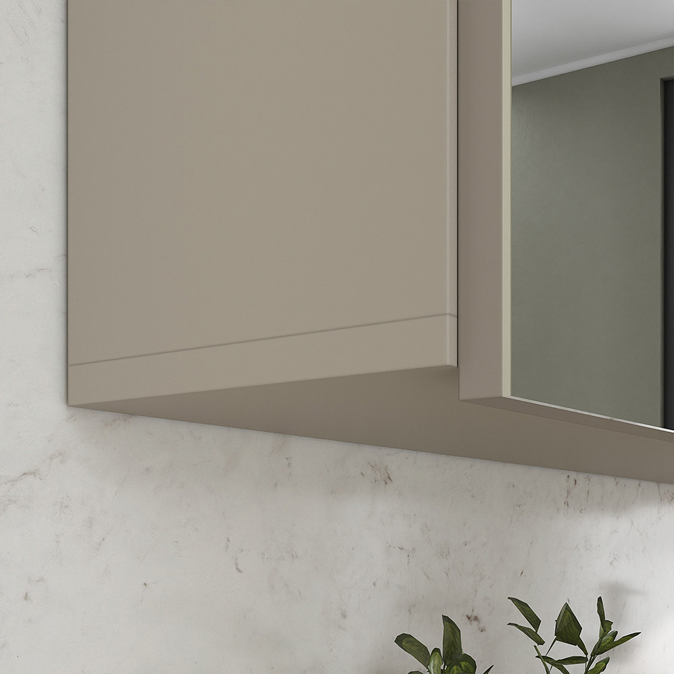 Conjunto de Gabinete e Armário de Banheiro com Espelho Nature I 4 Portas Nude e Carvalho 75 cm