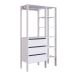 Conjunto de Guarda-Roupa Closet Modulado Dormitório 3 Gavetas e 2 Mesas de Cabeceira Retrô 1 Gaveta Branco e Mel