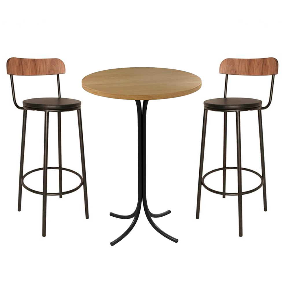 Conjunto de Mesa Bistrô Redonda Belle Siena com 2 Banquetas Jolly Preto