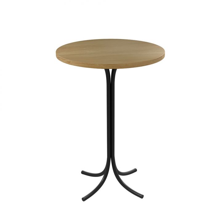 Conjunto de Mesa Bistrô Redonda Belle Siena e Preto com 2 Banquetas Dunas Bege e Amêndoa