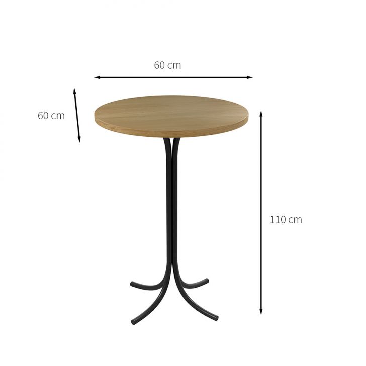 Conjunto de Mesa Bistrô Redonda Belle Siena e Preto com 2 Banquetas Dunas Bege e Amêndoa