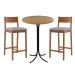 Conjunto de Mesa Bistrô Redonda Belle Siena e Preto com 2 Banquetas Manu Cinza e Nogueira