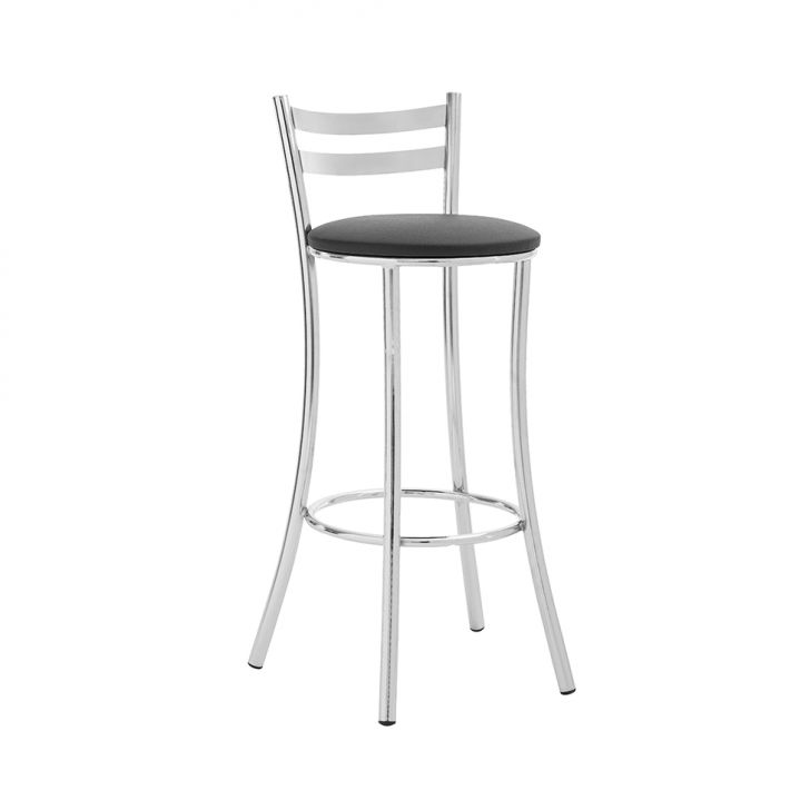 Conjunto de Mesa Bistrô Redonda Floripa Cromada com 2 Banquetas Faro Preto